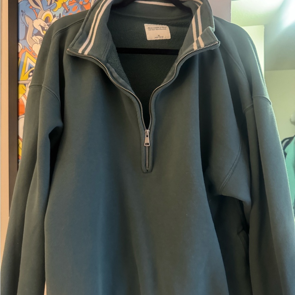 Abercrombie & Fitch Forest Green Zip-Up Sweater